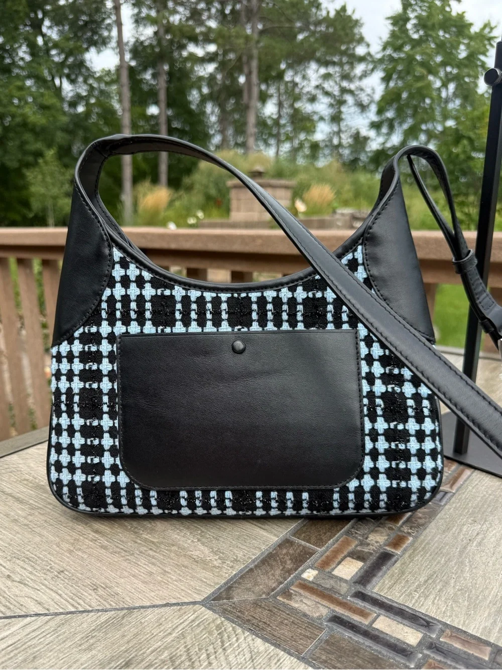 NWOT Kate Spade Teal Black Aster Tweed Fabric Crossbody